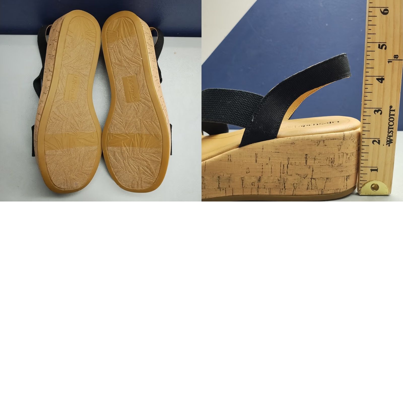 Vintage LifeStride Odette Strappy Wedge Sandals Womens 9.5M Brown & Black Cushion Support Size US 10 / IT 40 - 8 Thumbnail
