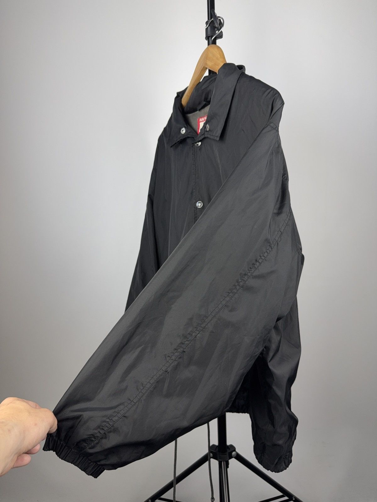 Issey Miyake × Japanese Brand × Vintage Vintage 90s NAF NAF Jeans Black Windbreaker Jacket Logo Size US L / EU 52-54 / 3 - 10 Thumbnail