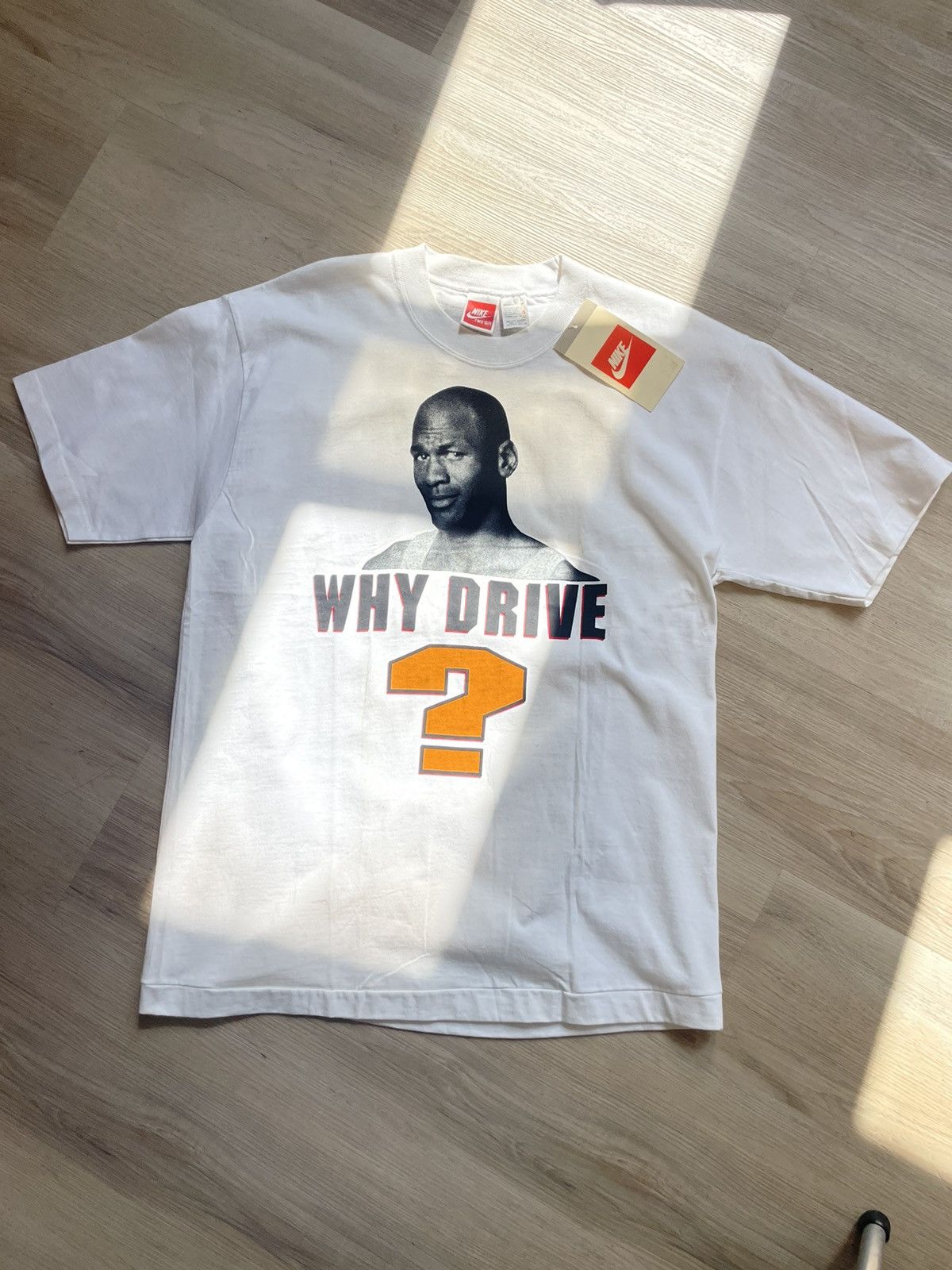 Pre-owned Jordan Nike Vintage 90's “why Drive? When You Can Fly!” Tee In White