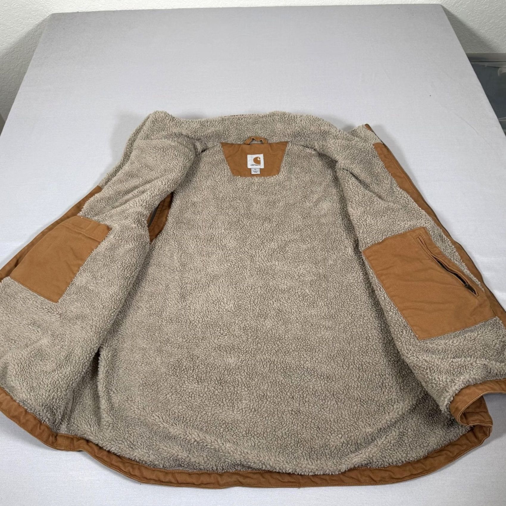 Carhartt Carhartt Vest Mens XL Brown Canvas Sherpa Lined Zip Up Workwear Size US XL / EU 56 / 4 - 5 Thumbnail