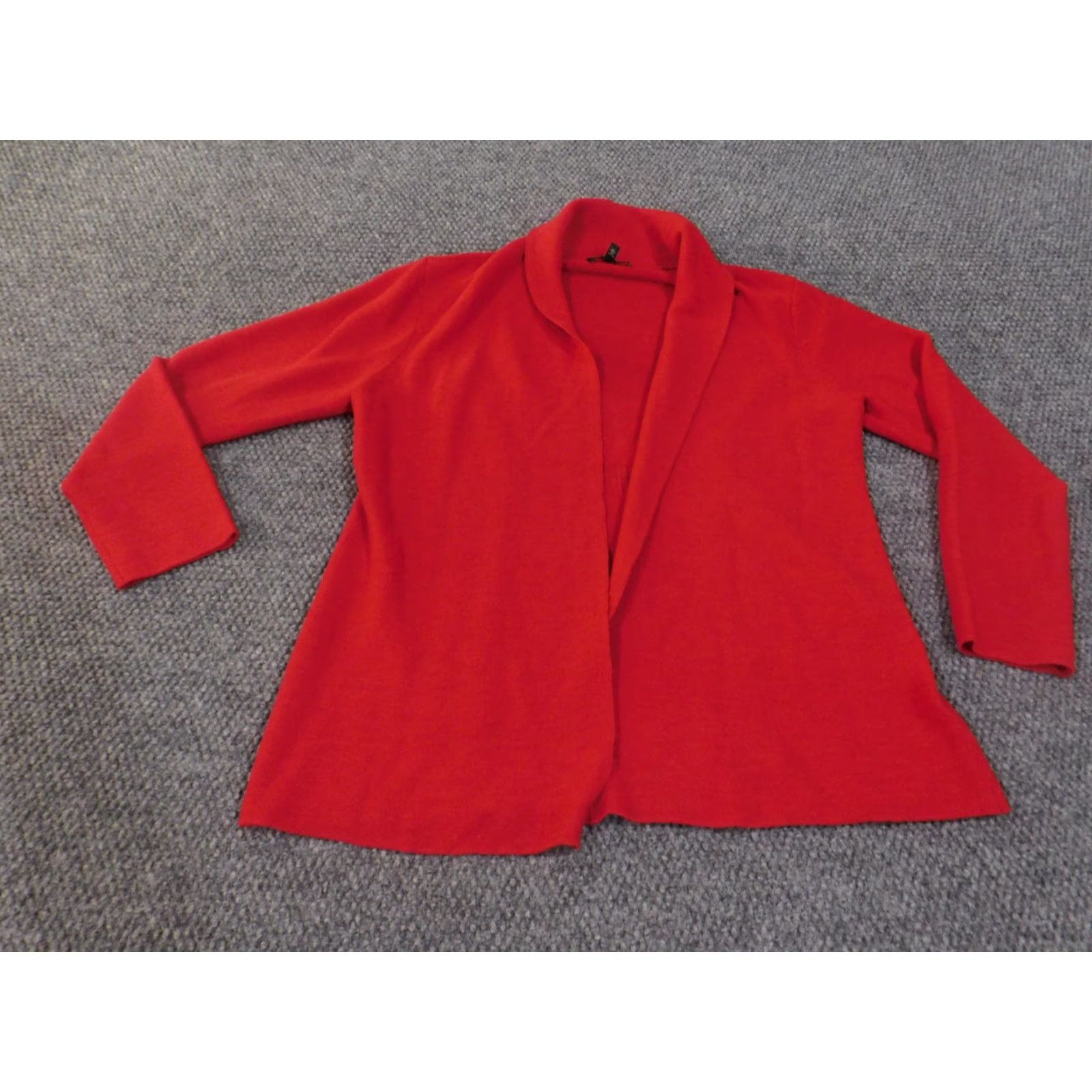 Eileen Fisher VINTAGE? No. Eileen Fisher Sweater Cardigan Wool Open Front Lightweight Red Petite Large Bell Sleeve Womens Size L / US 10 / IT 46 - 3 Thumbnail