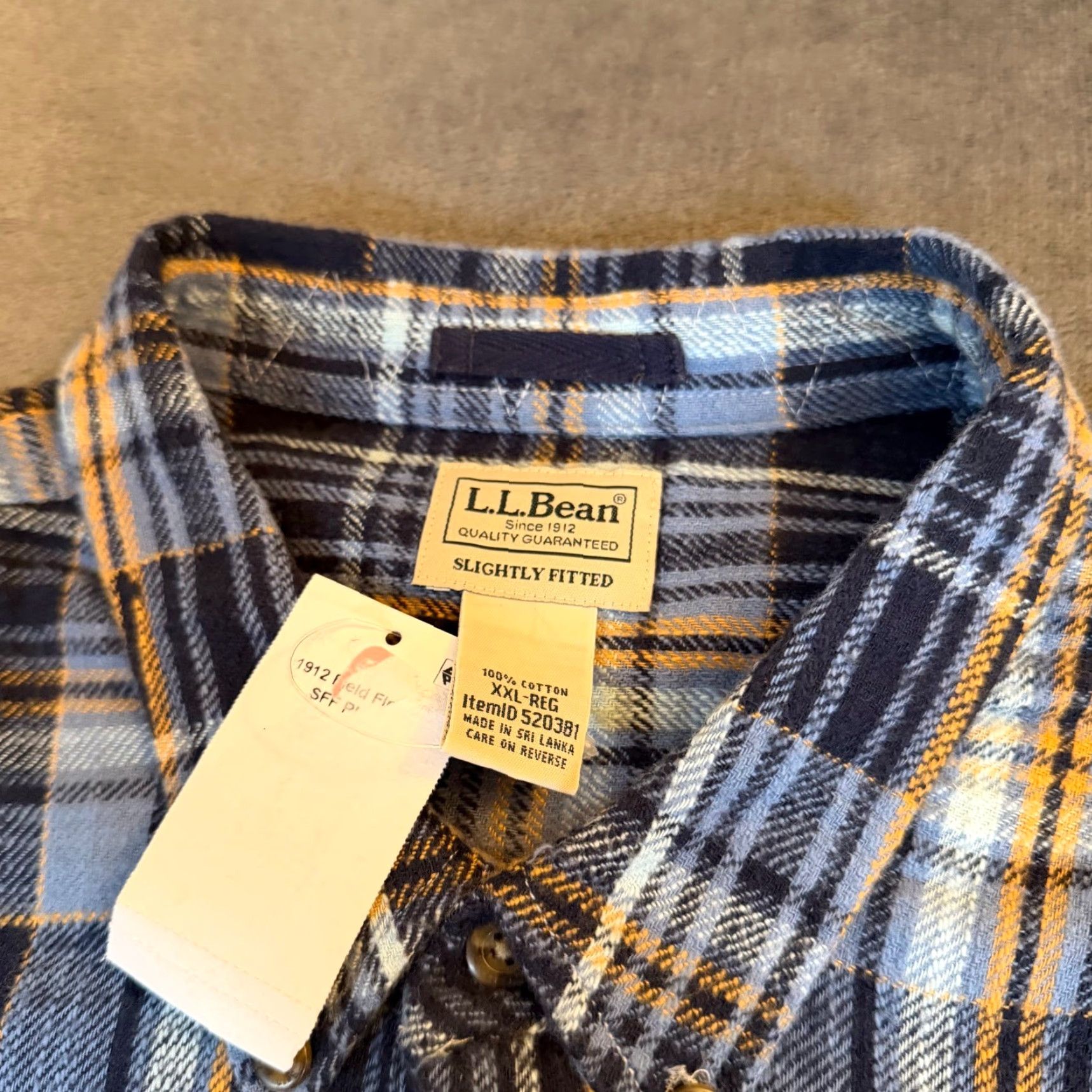 Vintage LL Bean Field Flannel Shirt Mens XXL 2XL Blue Orange Plaid Slightly Fitted Button-Up Size US XXL / EU 58 / 5 - 3 Thumbnail
