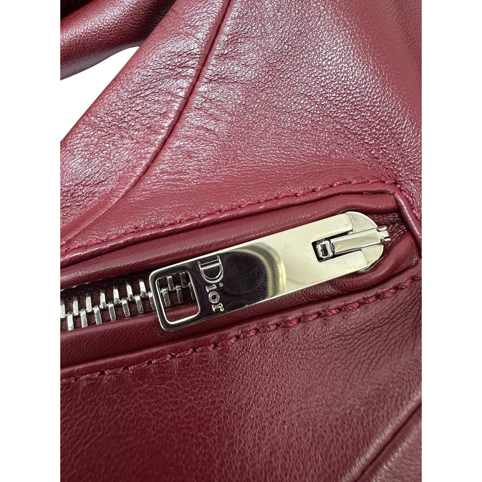 Dior Christian Dior Burgundy Leather Biker Jacket Sz.38 Size S / US 4 / IT 40 - 4 Thumbnail