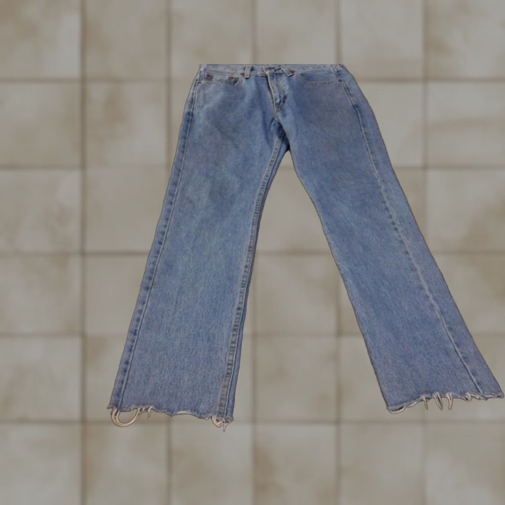 Levi's Levi's Jeans 505 Mens 29x32 Blue Denim Distressed Straight Leg Button Fly Raw Hem Vintage? No — Actually Vintage: No Size US 29 - 1 Thumbnail
