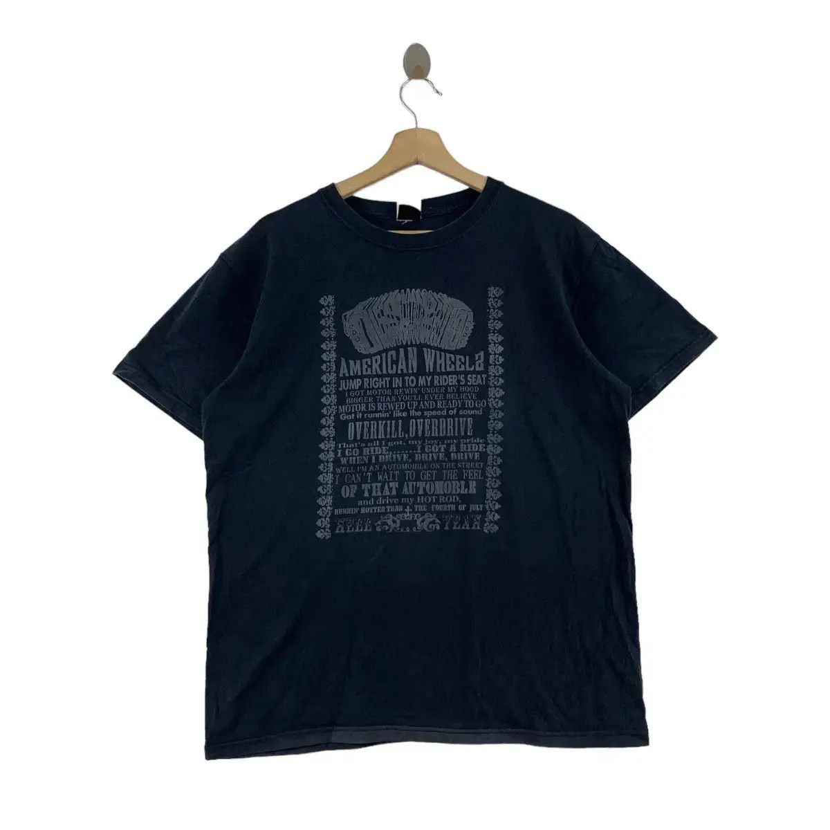 Vintage AMERICAN WHEELS OVERDRIVE OVERKILL Motorcycle Tee Shirt Size US L / EU 52-54 / 3 - 1 Thumbnail