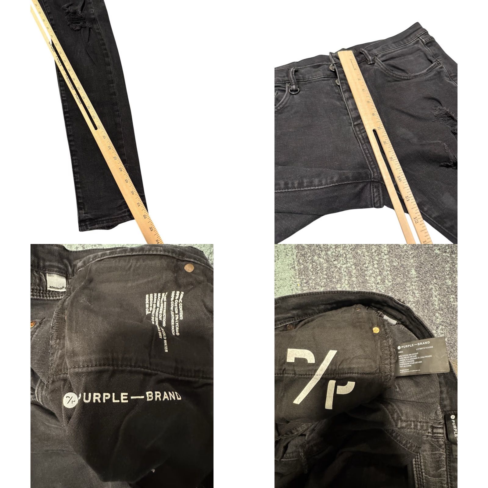 J Brand VINTAGE Purple Brand Jeans P001 BLR Mens 32/32 Denim Jeans Distressed Black Slim 5-Pocket Mens Size US 32 / EU 48 - 10 Thumbnail