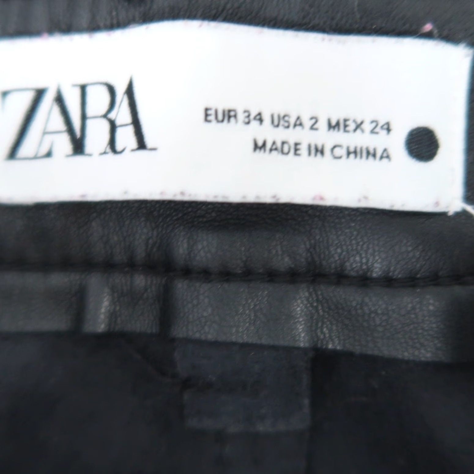 Zara Zara Black Faux Leather High Rise Straight Wide Leg Pants Size 2 Women Size 26" / US 2 / IT 38 - 4 Thumbnail