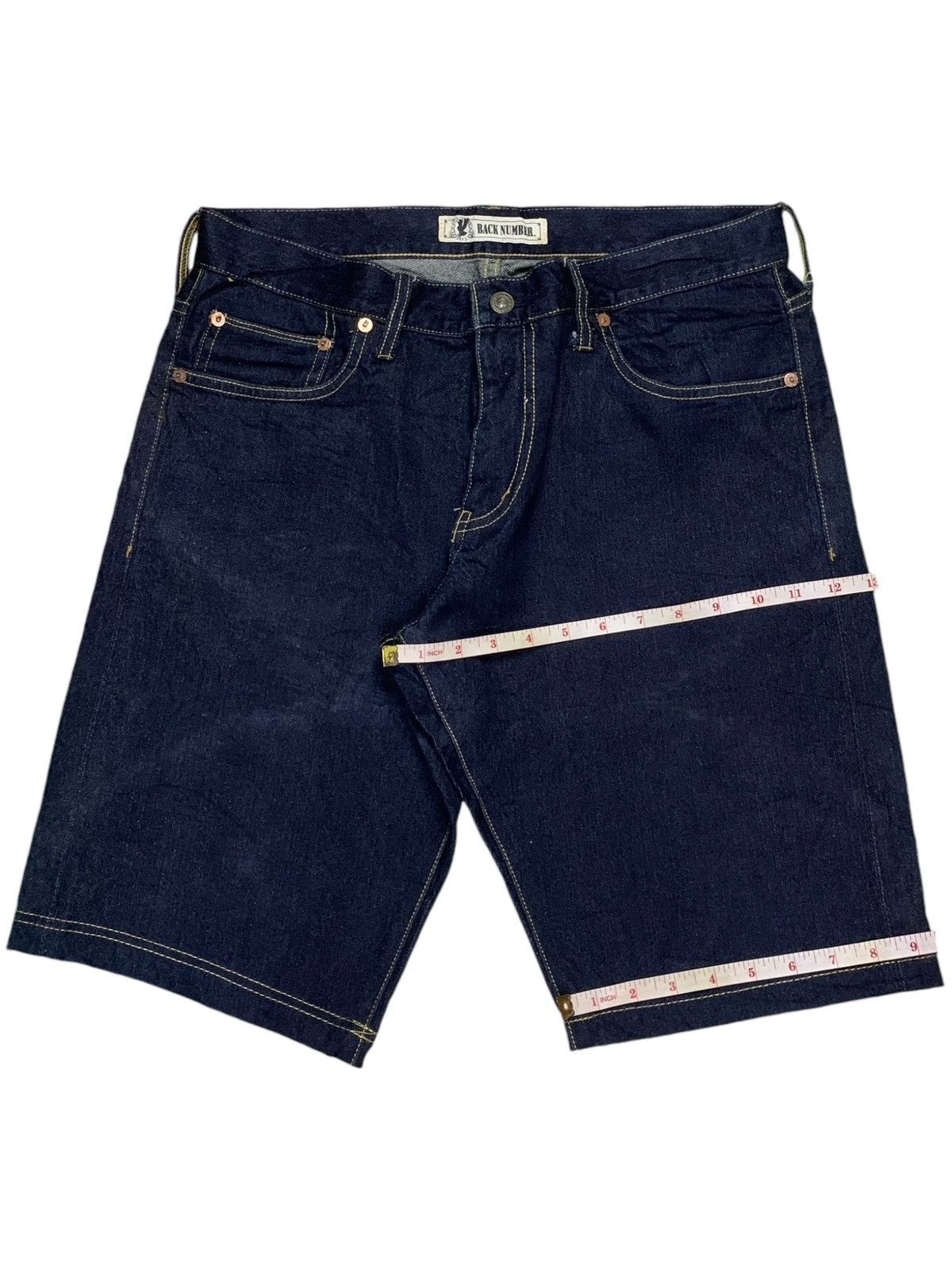 JNCO × Japanese Brand Vintage Back Number Selvedge Raw Denim Loose Jean Shorts Size US 32 / EU 48 - 16 Thumbnail
