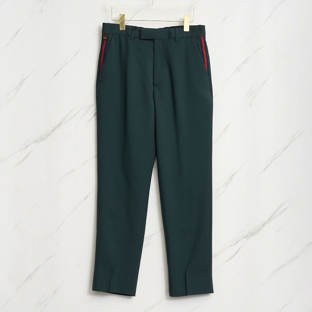 Gucci Gucci Men's Dark Green Striped Trousers Size US 30 / EU 46 - 1 Thumbnail