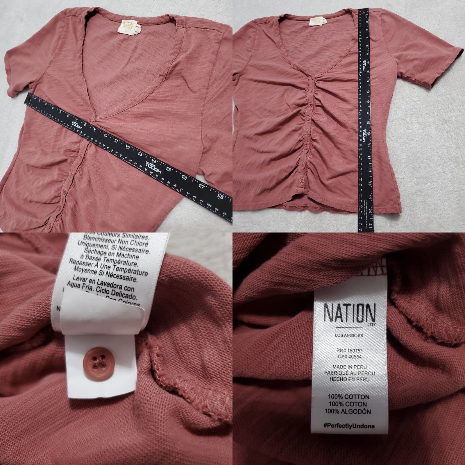 Nation LTD VINTAGE Nation LTD Los Angeles Top Women M Mauve Short Sleeve Fitted Button Tee Y2K Size M / US 6-8 / IT 42-44 - 8 Thumbnail