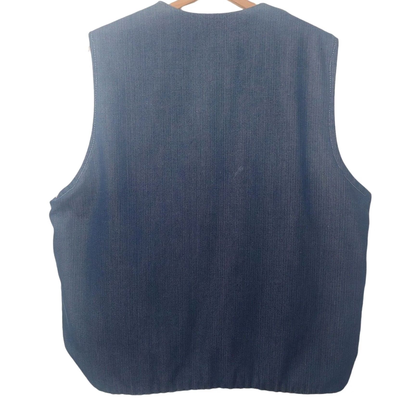 Denime VINTAGE Vest Denim Blue Jean L Sherpa Lined Western Work READ Mens 24" Chest 24" Front 27.5" Back Size US 33 - 2 Thumbnail