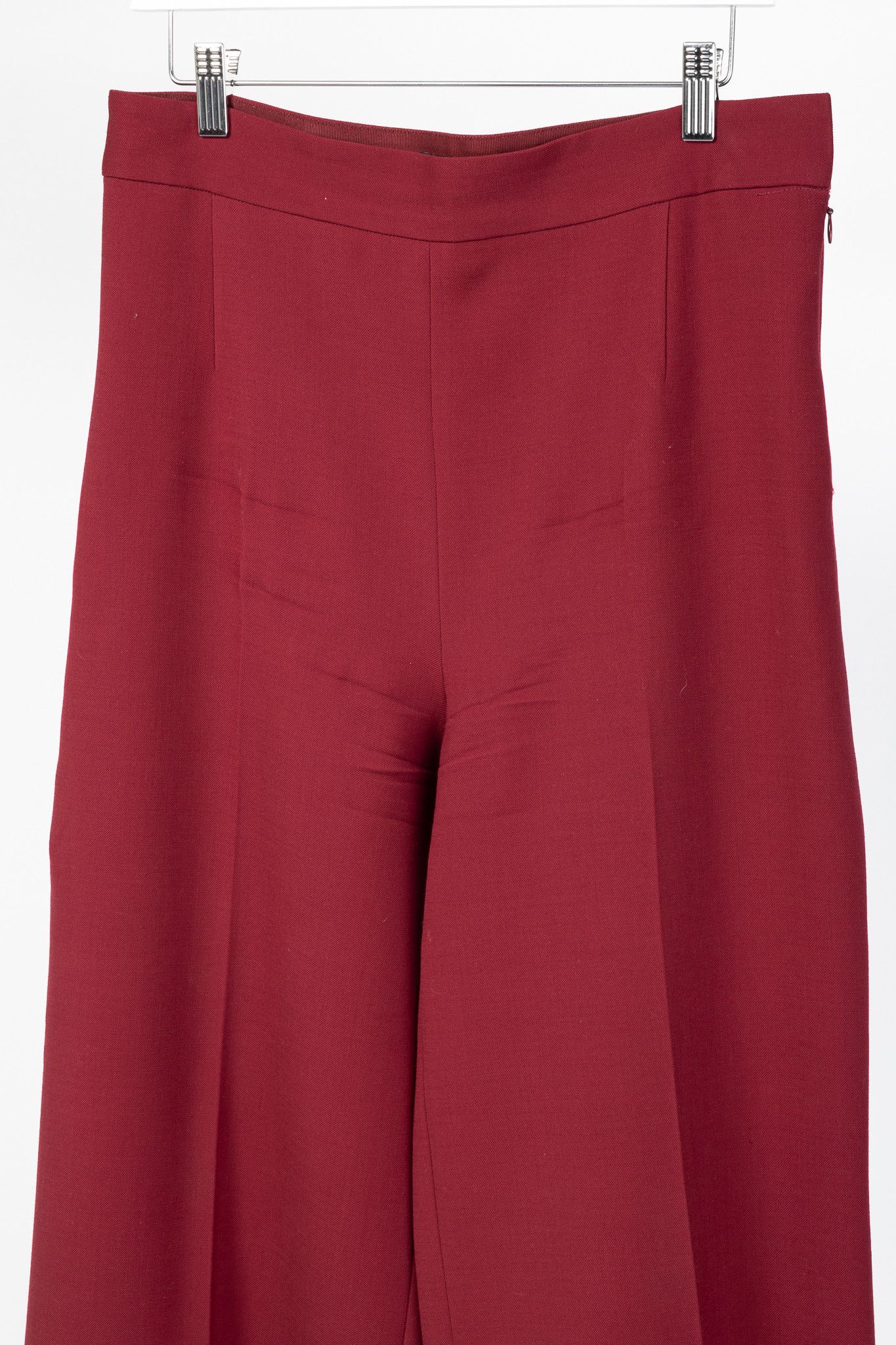 The Row The Row Red Wool Crepe-Knit Wide-Leg Trousers Size 32" / US 10 / IT 46 - 3 Thumbnail