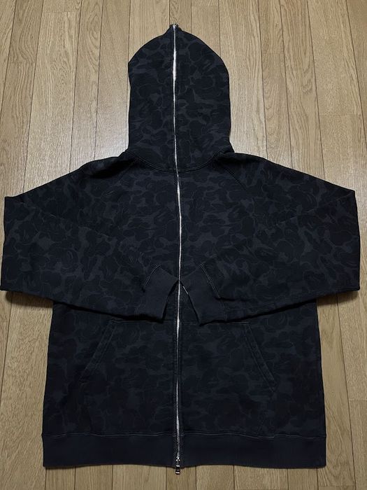 Bape OG Vintage NIGO BAPE solid black camo full zip hoodie | Grailed