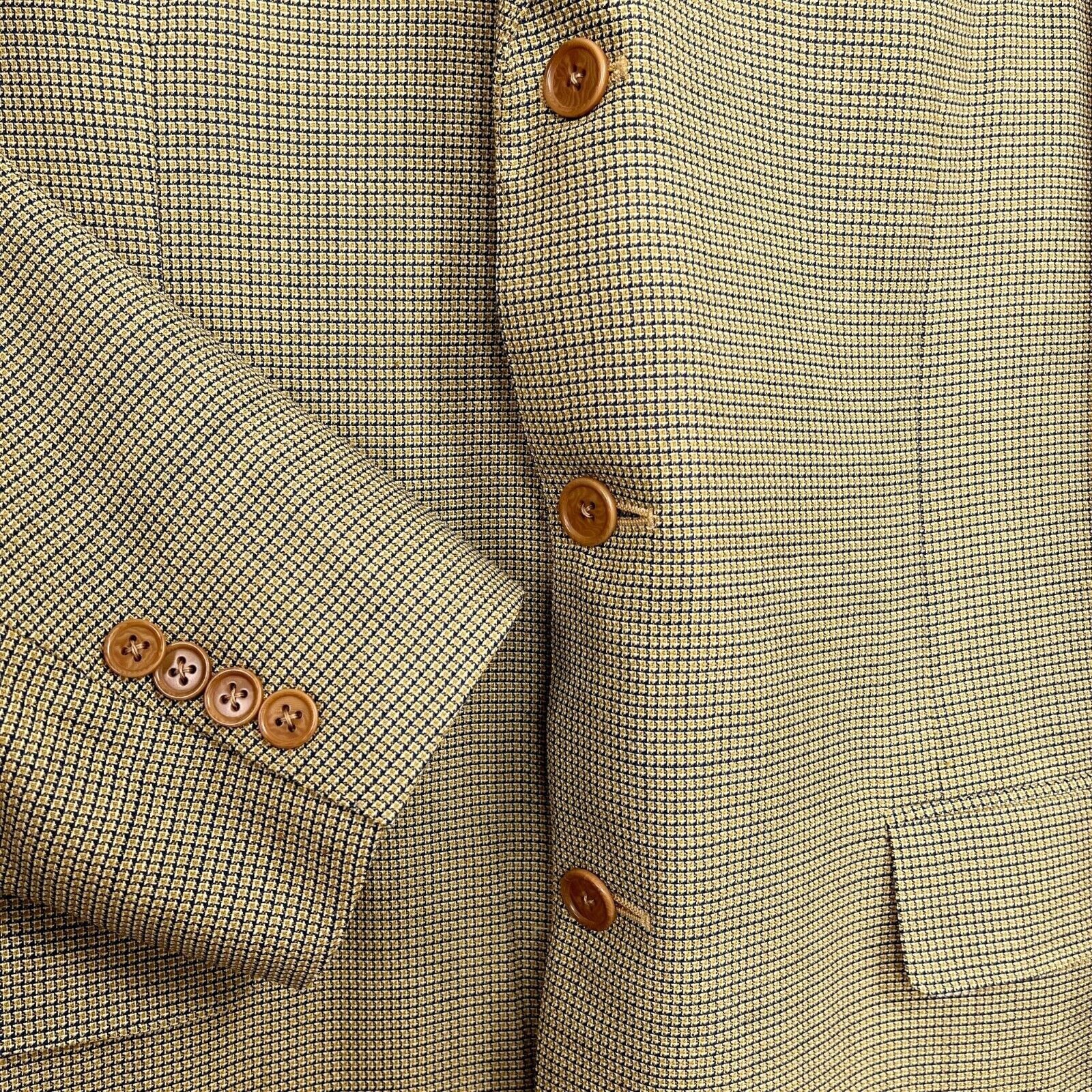 Canali Canali Wool Micro Plaid Sport Coat Tan 3 Button Italy 40R Size 40R - 3 Thumbnail