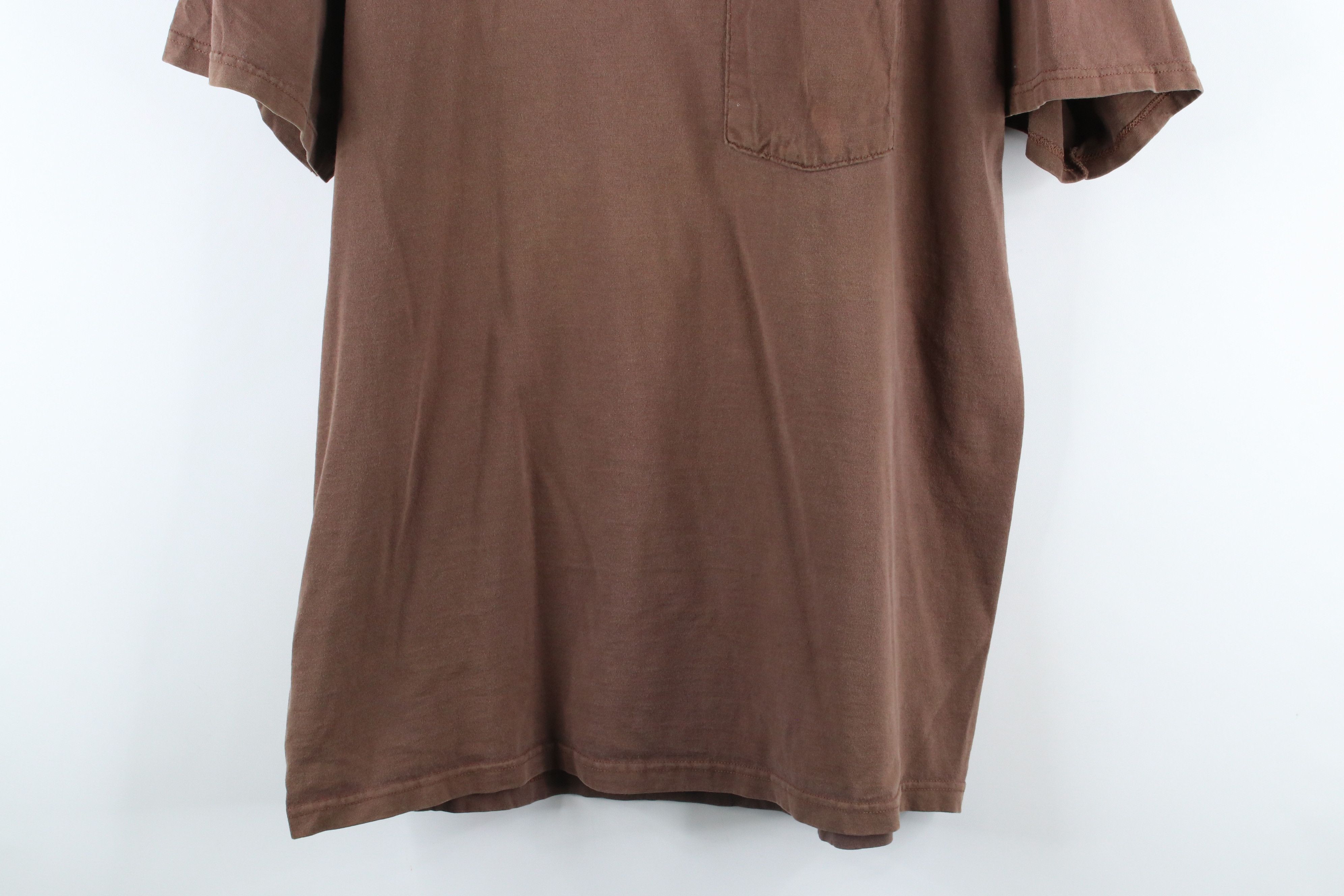 Vintage Vintage 90s Streetwear Blank Cotton Pocket T-Shirt Brown Size US XL / EU 56 / 4 - 3 Thumbnail