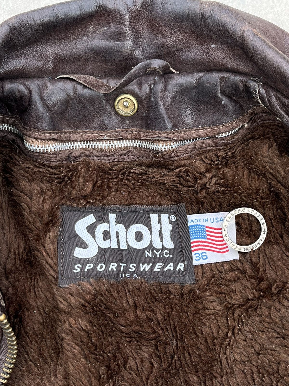 Schott Schott Leather Jacket G1 Flight Bomber Sherpa brown Size US XS / EU 42 / 0 - 10 Thumbnail
