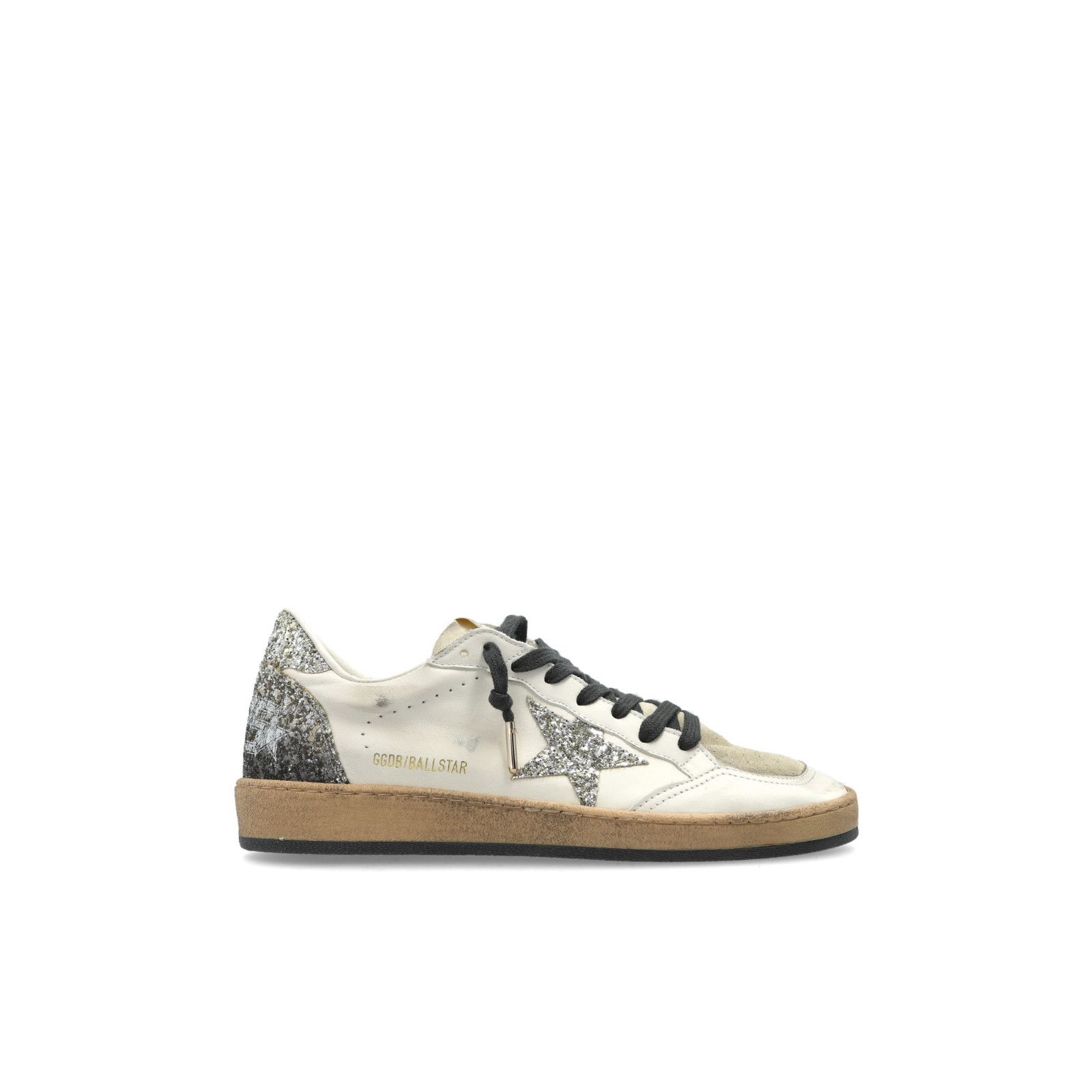 GOLDEN GOOSE Ball Star Women's White/Silver Glittered Low To