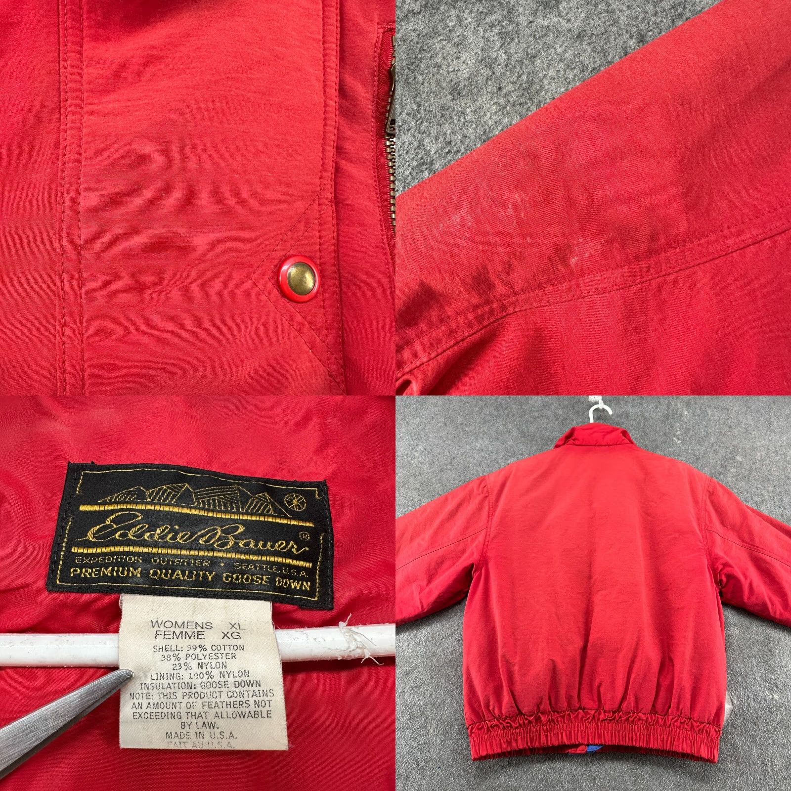 Eddie Bauer VINTAGE Eddie Bauer Coat Parka Women XL Red Down Full Zip 90s USA Goose Down Quilted Nylon Size XL / US 12-14 / IT 48-50 - 8 Thumbnail