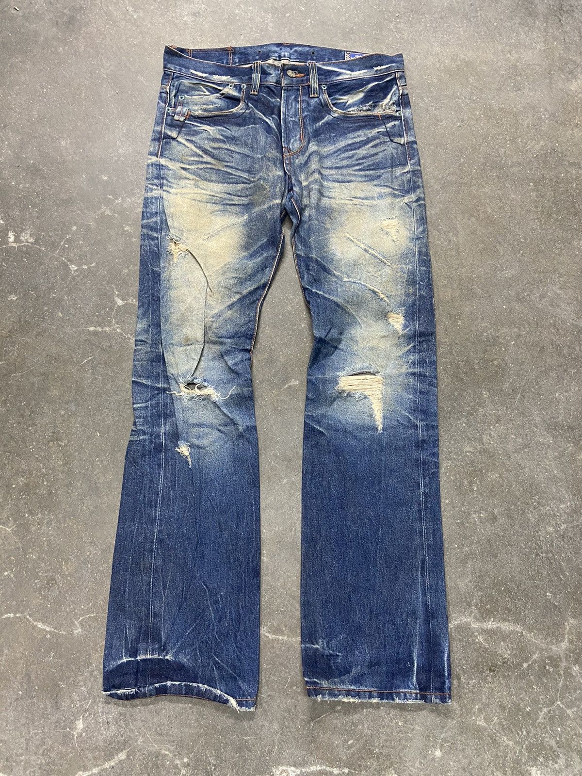 TOYS McCOY 🔥 Stain wash and distressed Mc Coy jeans Size US 34 / EU 50 - 4 Thumbnail
