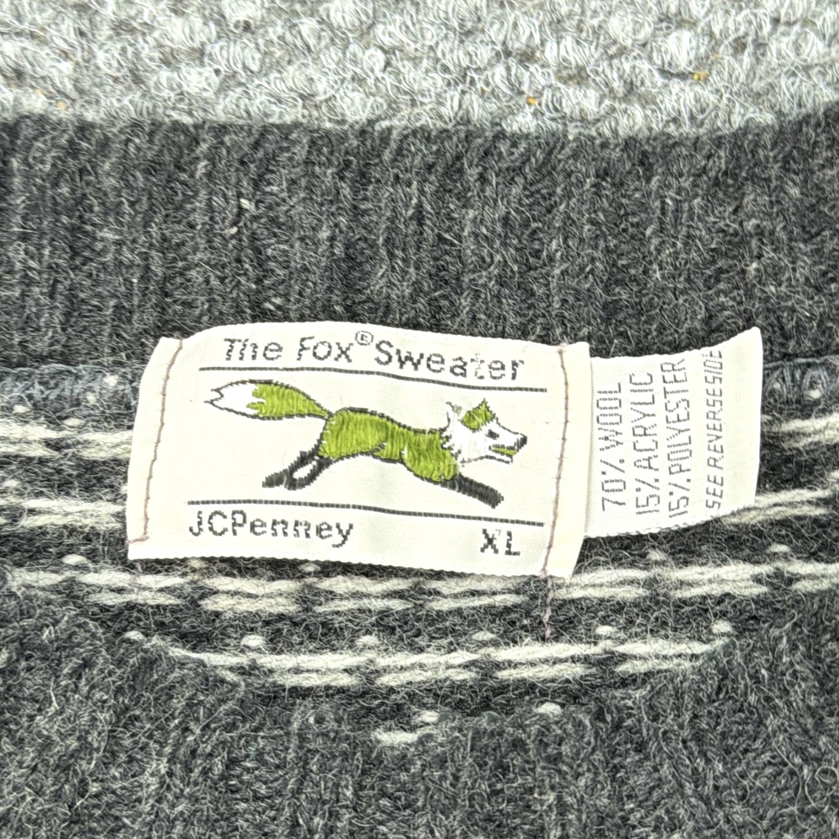 JCPenney VINTAGE The Fox Sweater JCPenney Sweater Mens XL Gray Wool Blend Knit 80s Size US XL / EU 56 / 4 - 5 Thumbnail