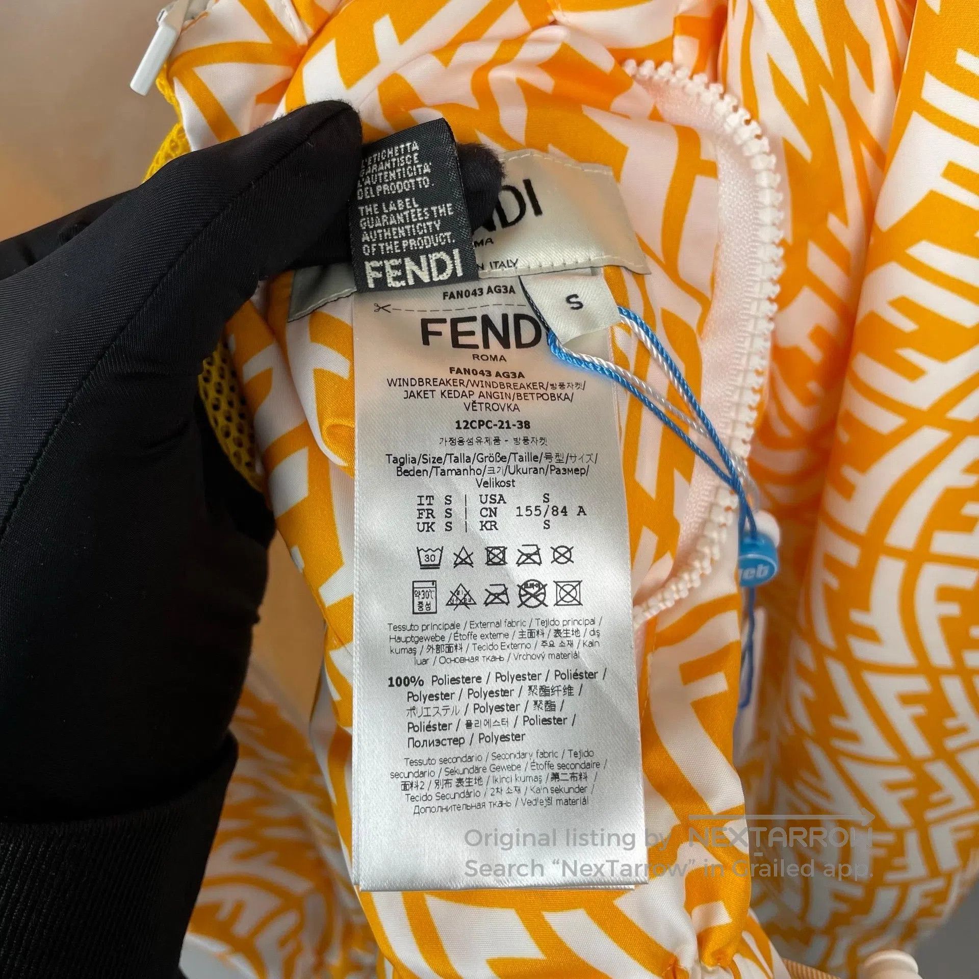 Fendi FENDI Yellow and White Logo Full Print Drawstring Long Sle Size US S / EU 44-46 / 1 - 7 Thumbnail