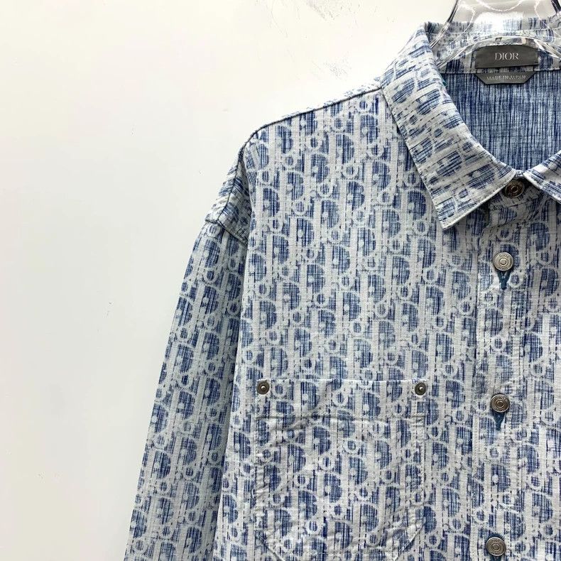 Dior Dior Light blue logo jacquad full printed cotton lapel sin Size US XS / EU 42 / 0 - 3 Thumbnail