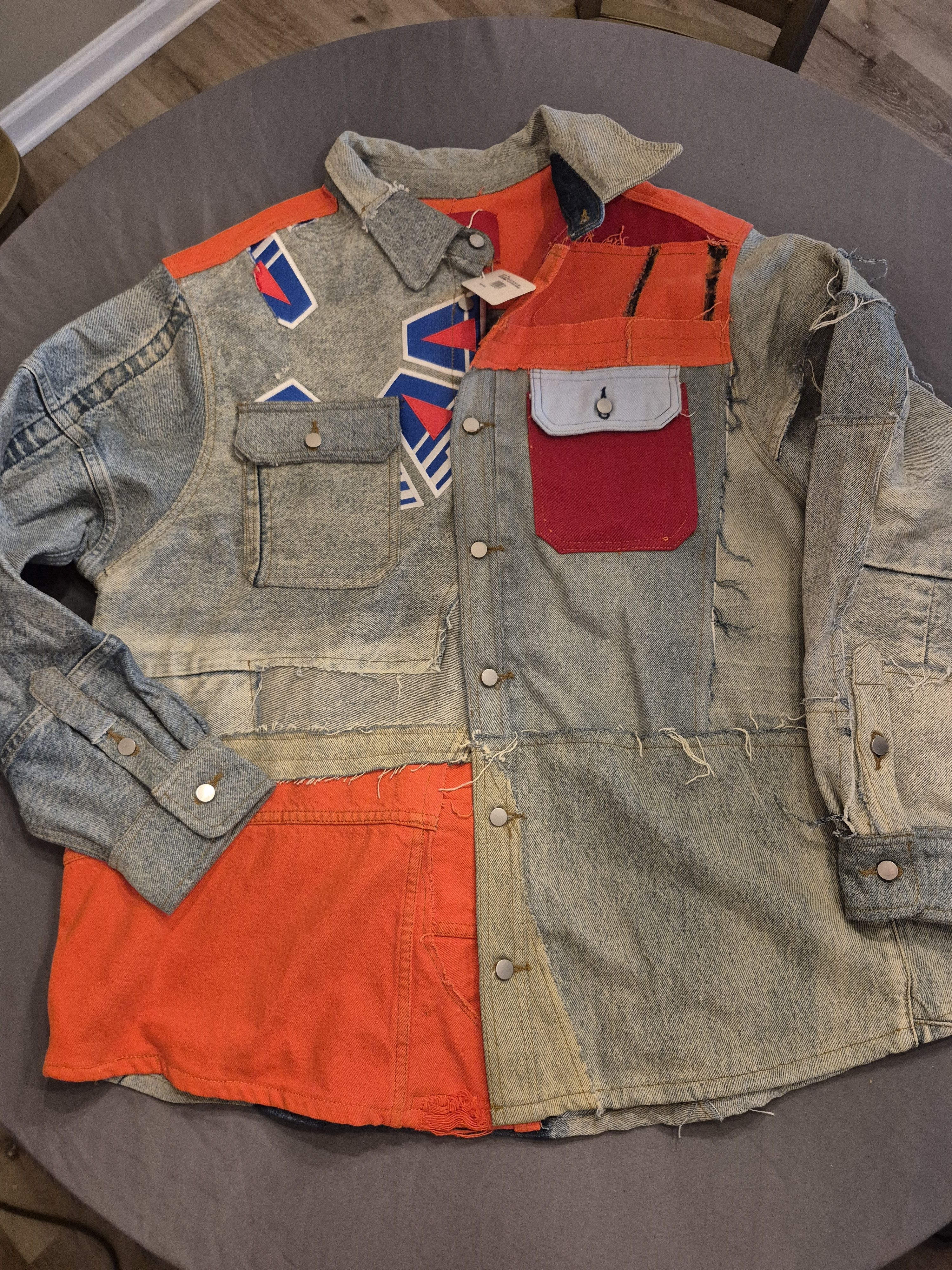 424 PATCHWORK DENIM JACKET 424 Denim Jacket Size Large BNWT $795 MSRP