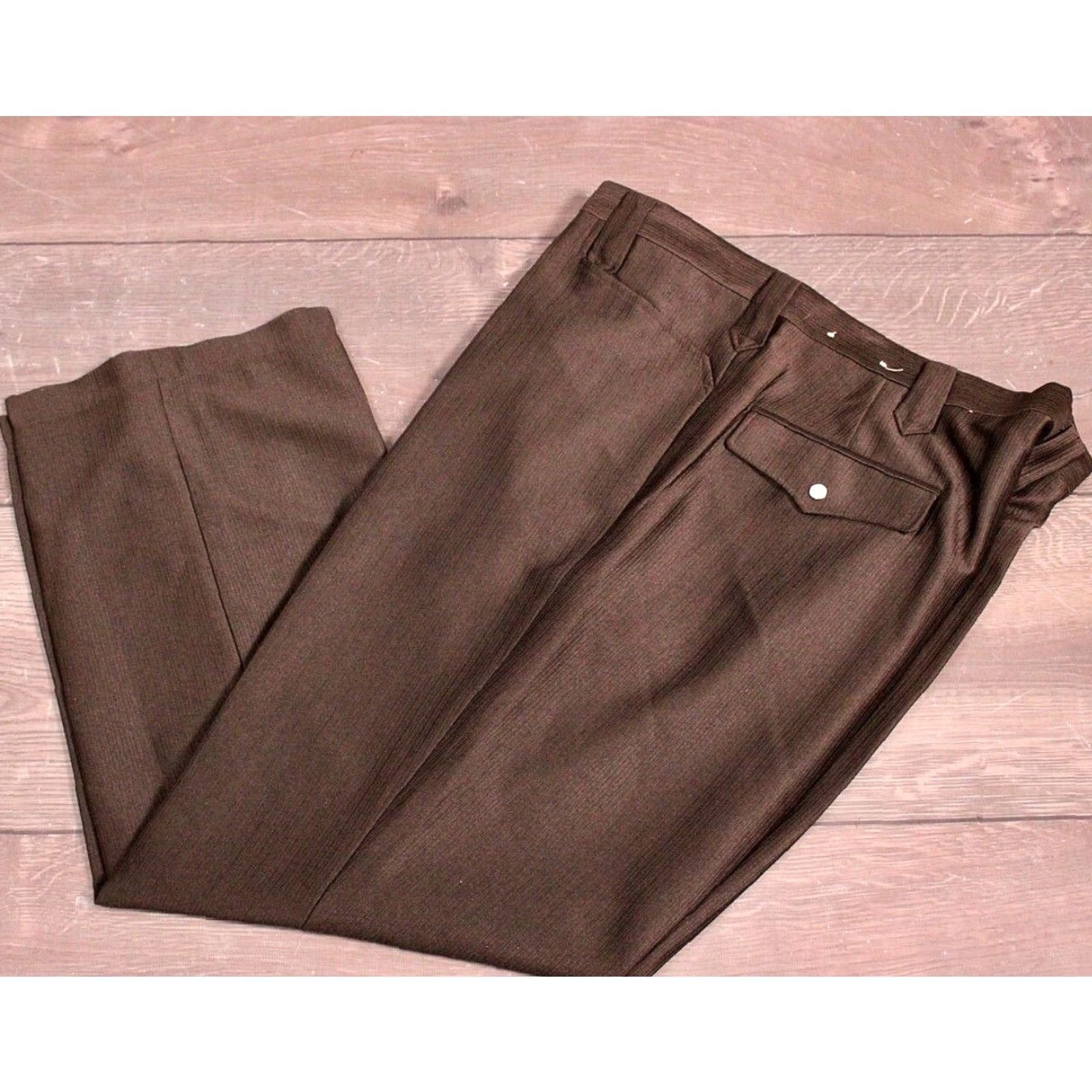 Vintage VINTAGE Men’s VTG 1970s Dark Brown Shiny Polyester Western Pearl Snap Pants Sz 42 70s California Laredo Polyester Brown 70s Western Mens Size US 42 / EU 58 - 2 Thumbnail