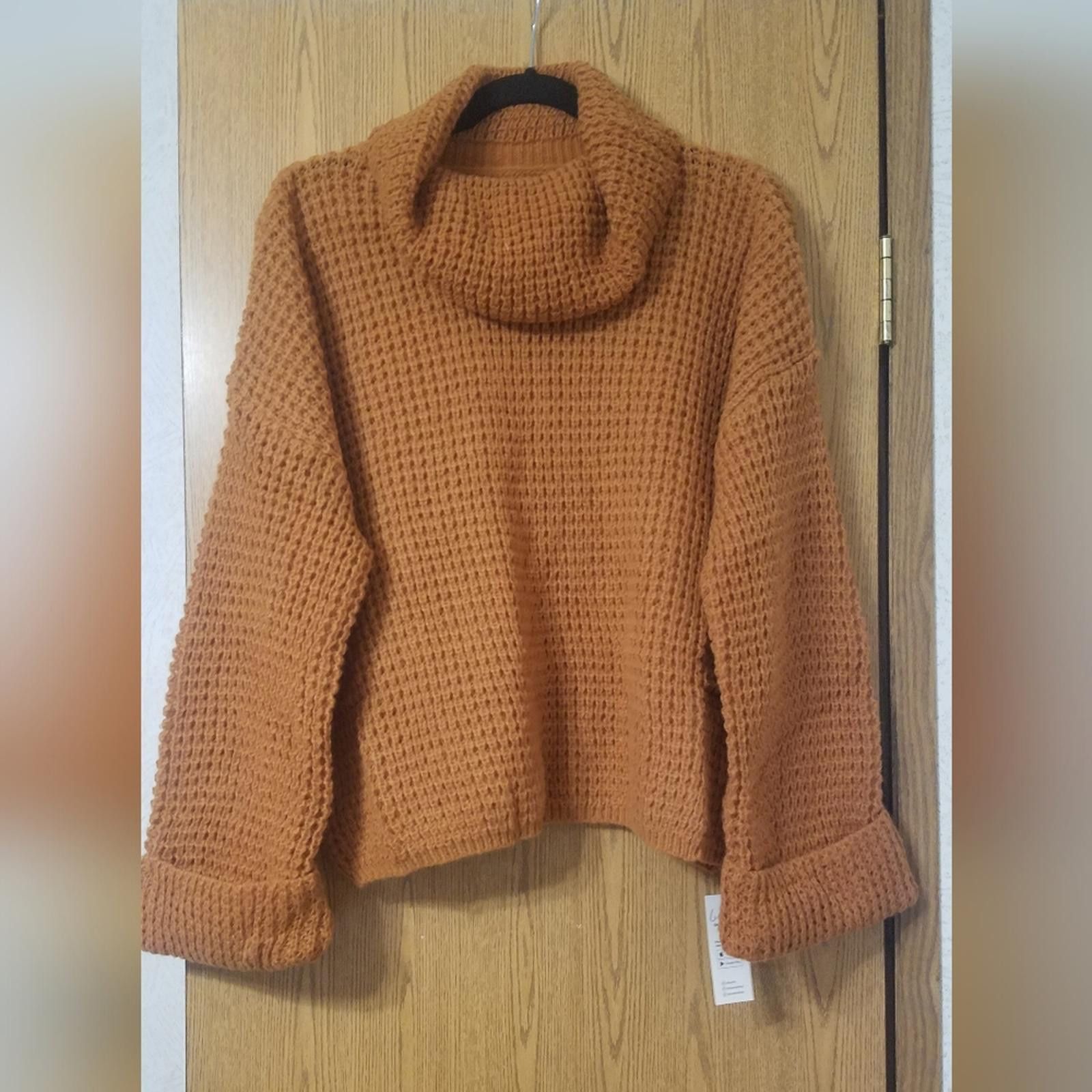 Designer NWT Cupshe Cowl Neck Sweater Size Small Brown Size S / US 4 / IT 40 - 1 Thumbnail