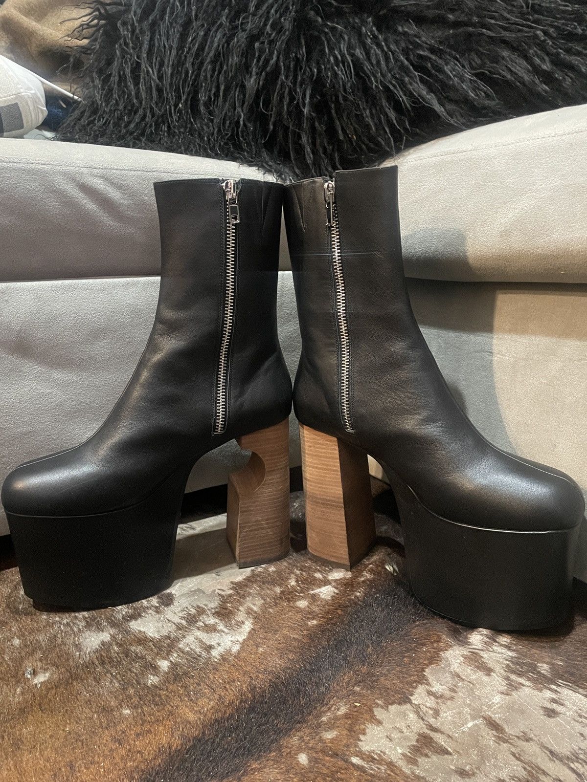 Other Syro Black Leather Platform Heel Boots Size US 11 / EU 44 - 3 Thumbnail