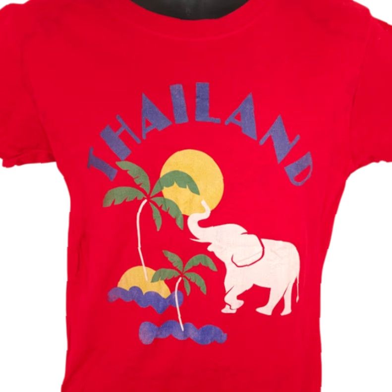 Tultex Thailand T Shirt Womens Size Medium Red Travel Tropical Elephant Souvenir Size M / US 6-8 / IT 42-44 - 2 Thumbnail