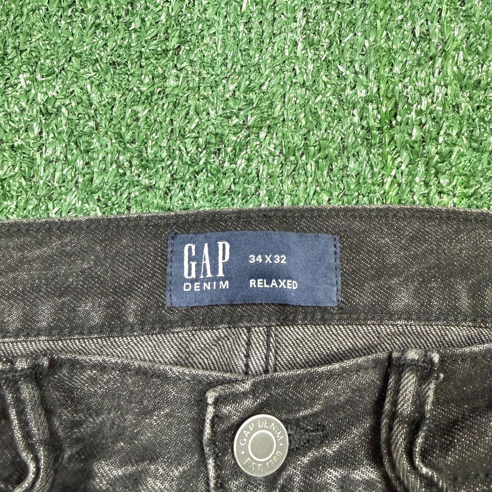 Gap Gap Jeans Men's Size 34 x 32 Black Relaxed Fit Step Hem 5-Pocket Denim Straight Navy? Size US 34 / EU 50 - 2 Thumbnail