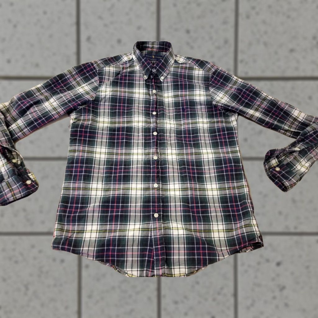 Polo Ralph Lauren Polo Ralph Lauren Dress Shirt Mens S Small Green Plaid Cotton Button Long Sleeve Shirt Size 36R - 1 Thumbnail