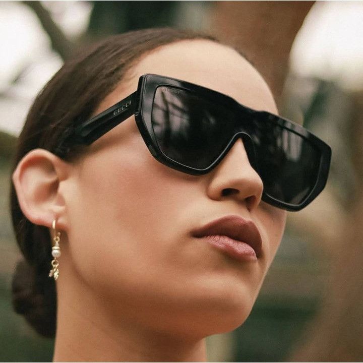 Gucci Gucci GG0997S 002 Sunglasses Black Shield Frame, Grey Lenses Size ONE SIZE - 1 Thumbnail