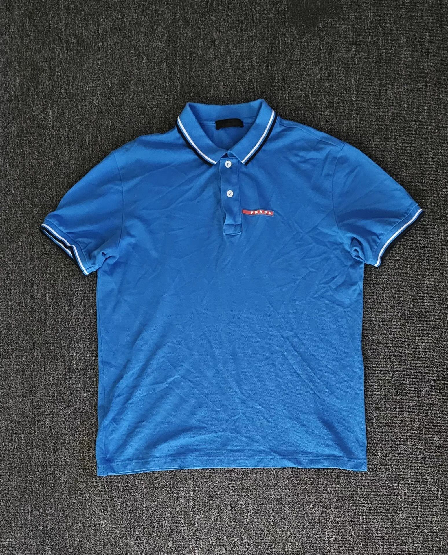 Prada Prada Blue Short Sleeve Polo Shirt, Size US L / EU 52-54 / 3 - 1 Thumbnail