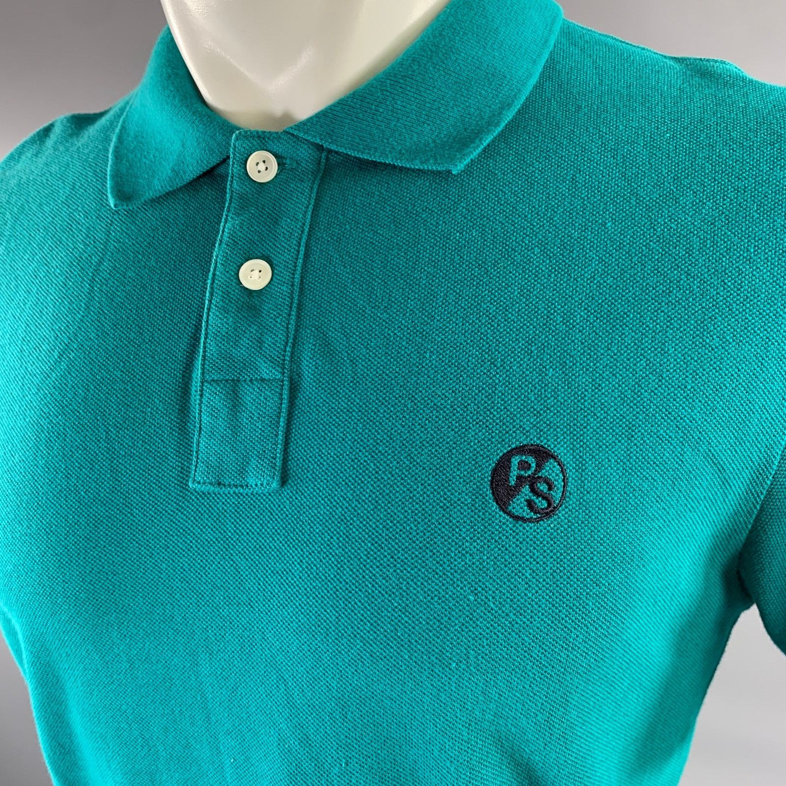 Paul Smith PS by PAUL SMITH Size M Turquoise Logo Cotton Polo Size US M / EU 48-50 / 2 - 2 Thumbnail
