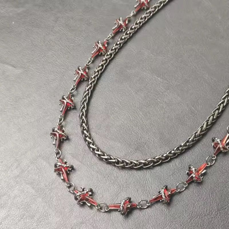 Jewelry Red Stone Wallet Chain - Punk Biker Jean Chain Size ONE SIZE - 4 Thumbnail