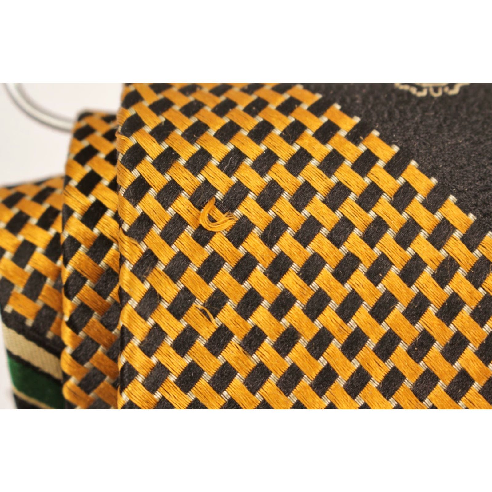 Vintage VINTAGE James Davis 70s Neck Tie Mens Silk Tie Black Green & Yellow Striped NOS VTG Good Condition 59.75" L 4" W Size ONE SIZE - 3 Thumbnail