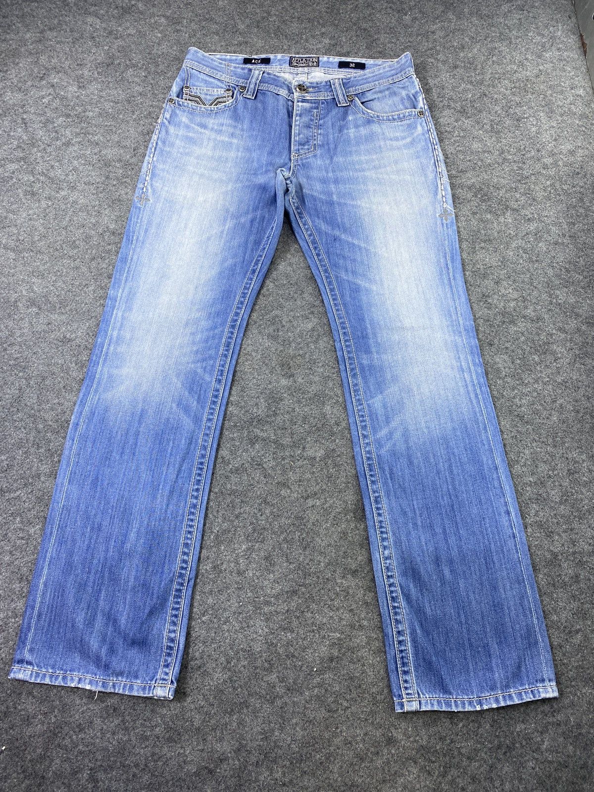 Affliction × Vintage Affliction ACE Blue Wash Jeans - J978 Size US 34 / EU 50 - 2 Thumbnail