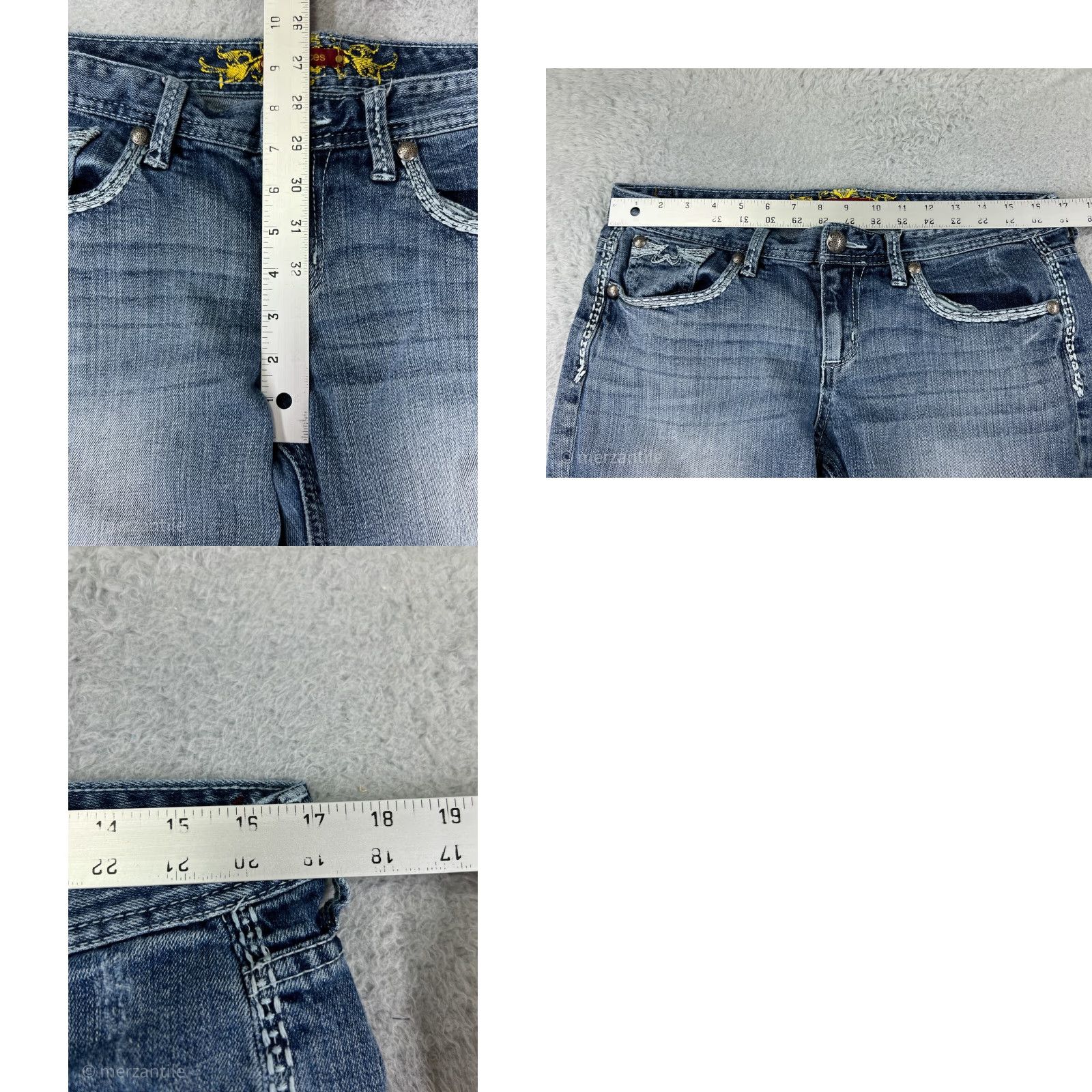 Vintage Maurices Womens Jeans Capri Distressed Blue Denim Low Rise 11 Pockets 5-Pocket Design Regular Cotton Blend Size 32" / US 10 / IT 46 - 9 Thumbnail