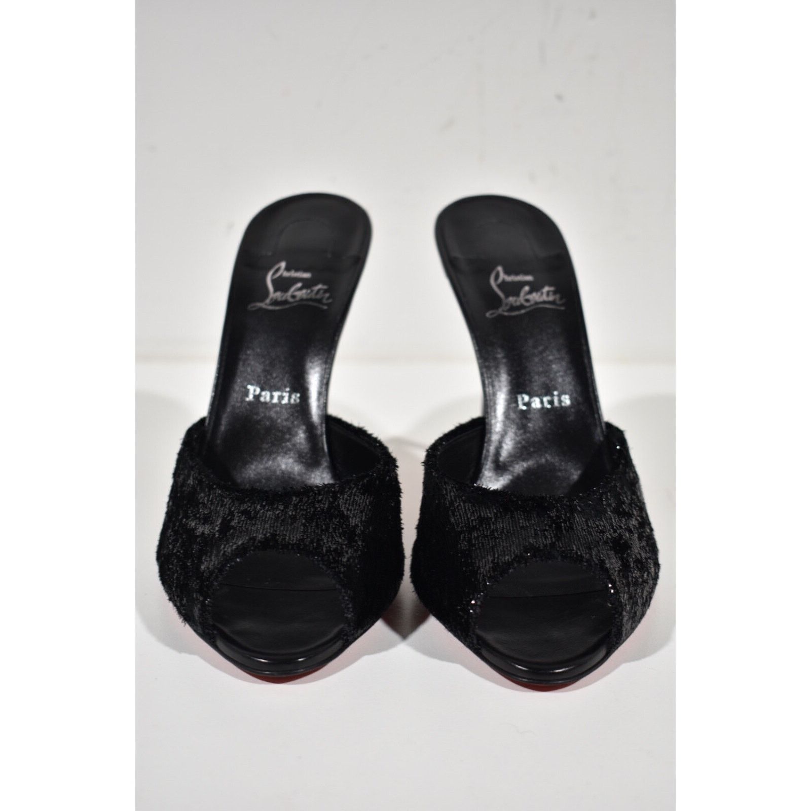 Me Dolly 100 Black Backless Sandal Slide Mule Heel Pump 36.5