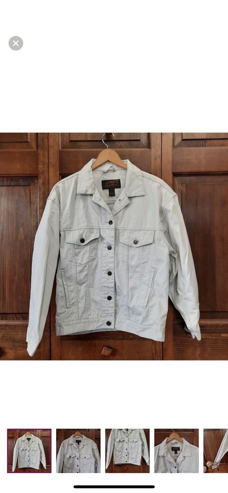 Eddie Bauer White Denim Jean Jacket Oversized Women’s Small Size S / US 4 / IT 40 - 1 Thumbnail