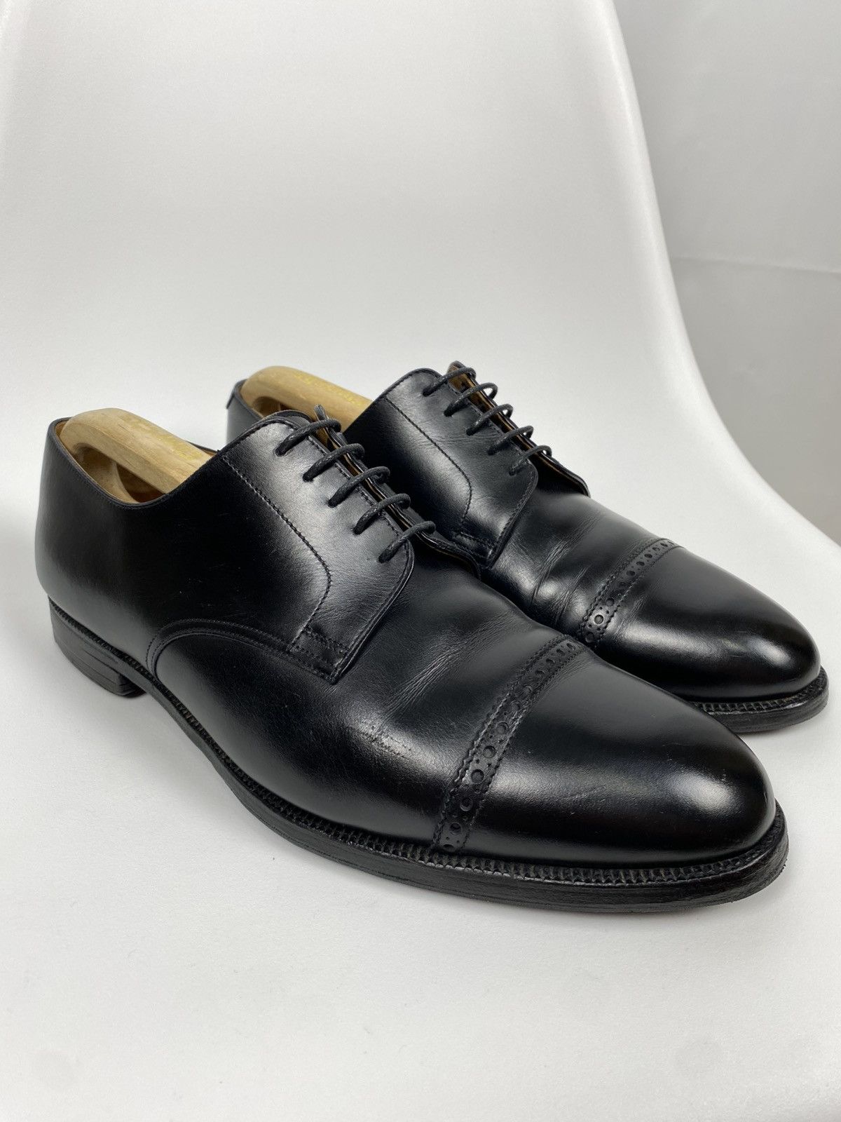 Crockett Jones Black Leather Derby Shoes Size EU10 US11
