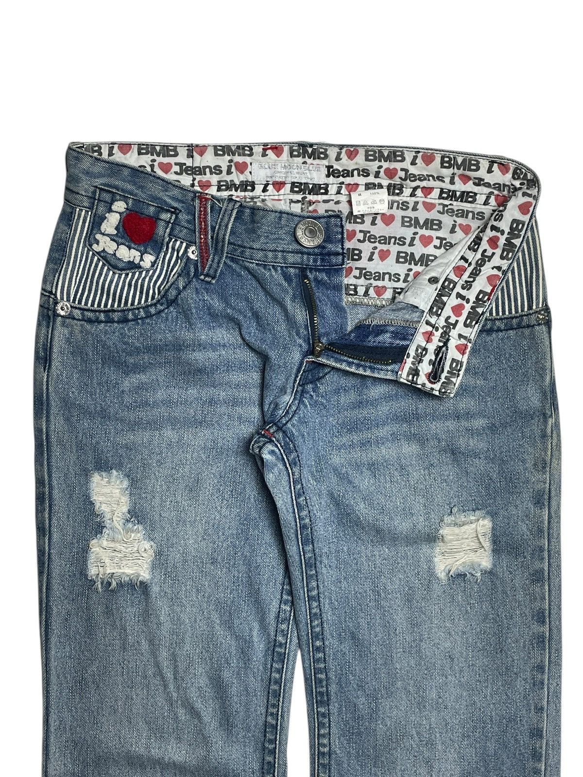 Angel Blue 2000’s Blue Moon Blue - Distressed Lowrise Patch Denim Pants Size US 26 / EU 42 - 6 Thumbnail