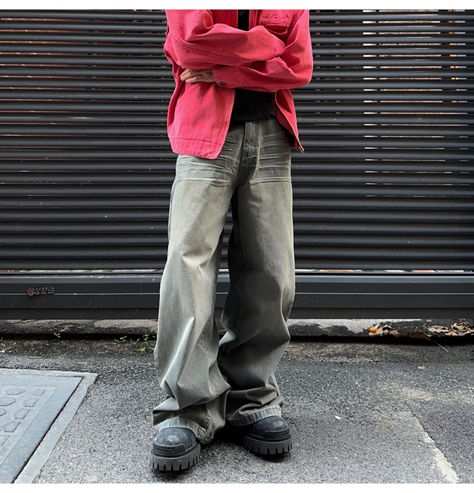 Jean × Vintage Stylish Wide-Legged Denim Pants - Urban Vintage Aesthetic Size US 32 / EU 48 - 3 Thumbnail