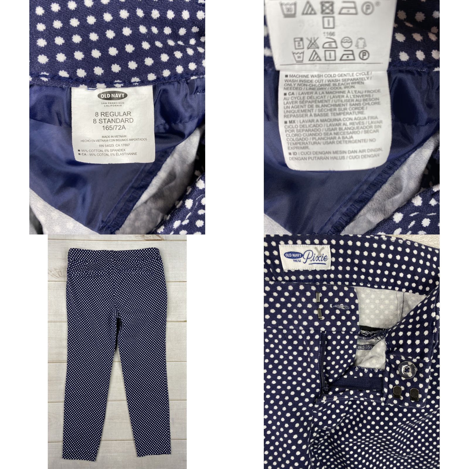 Old Navy Old Navy Pants Womens Size 8 Blue White Polka Dot Print Pixie Mid Rise Stretch Tapered Leg Casual Size 30" / US 8 / IT 44 - 8 Thumbnail