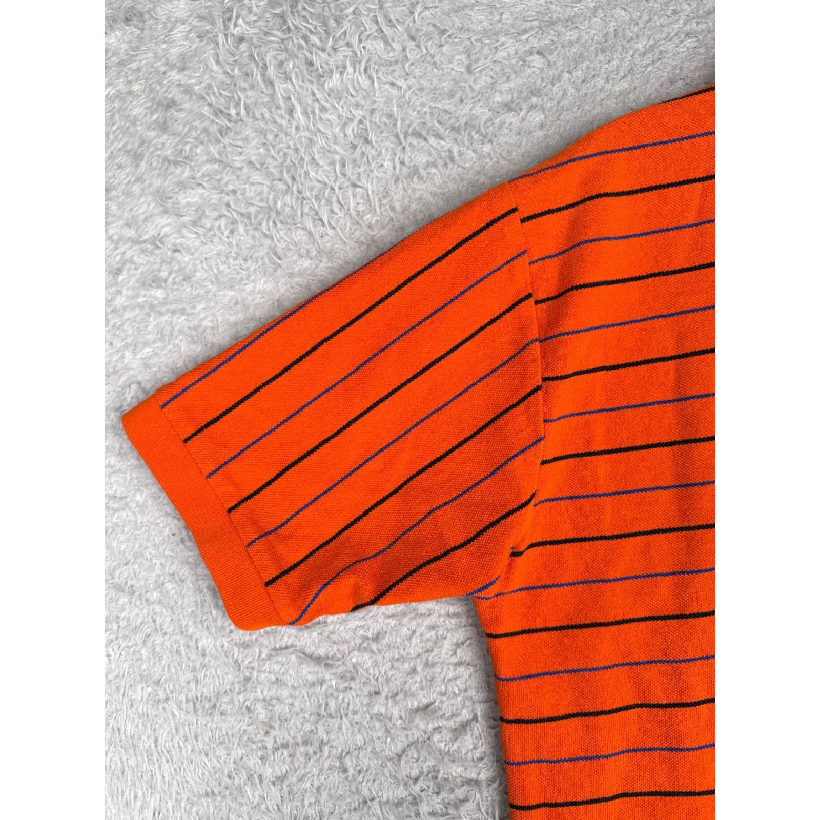 Vintage Polo Shirt Men Medium Orange Stripe Short Sleeve 100% Cotton Embroidered Mens Size US M / EU 48-50 / 2 - 3 Thumbnail