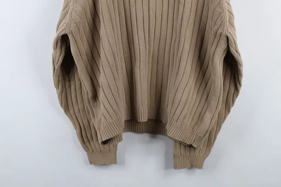 Vintage Vintage 90s Streetwear Ribbed Knit Crewneck Sweater Beige Size US XXL / EU 58 / 5 - 13 Thumbnail