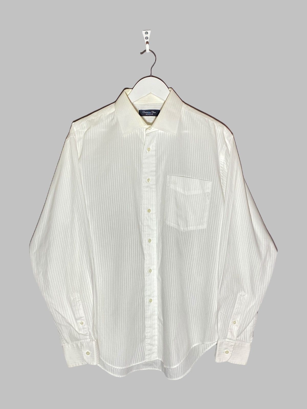 Christian Dior Monsieur Vintage 90s Christian Dior Monsieur White Striped Shirt Size US L / EU 52-54 / 3 - 1 Thumbnail