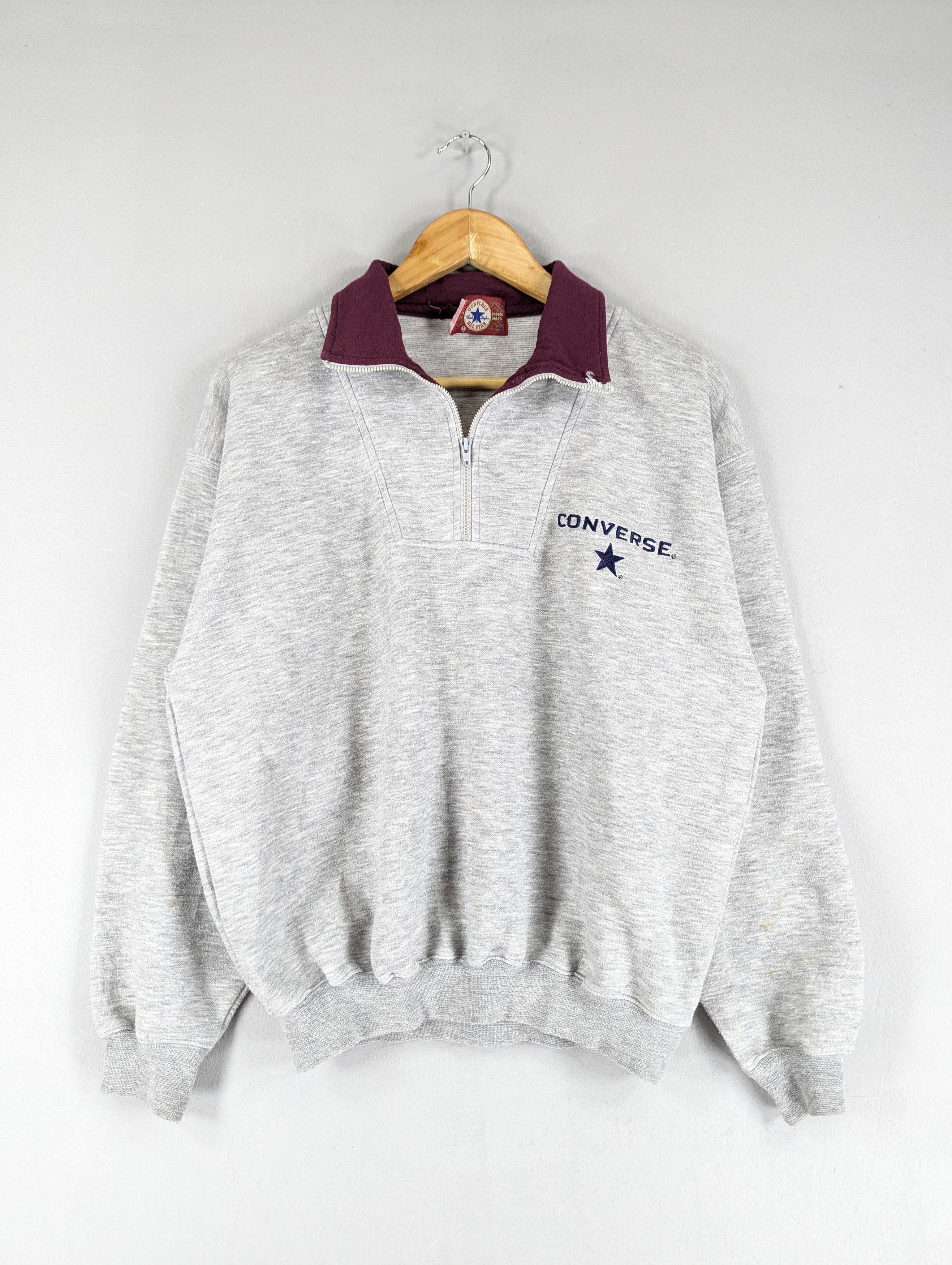 Converse Vintage 90s Converse Halfzipper Jumper Sweatshirt Size US M / EU 48-50 / 2 - 1 Thumbnail